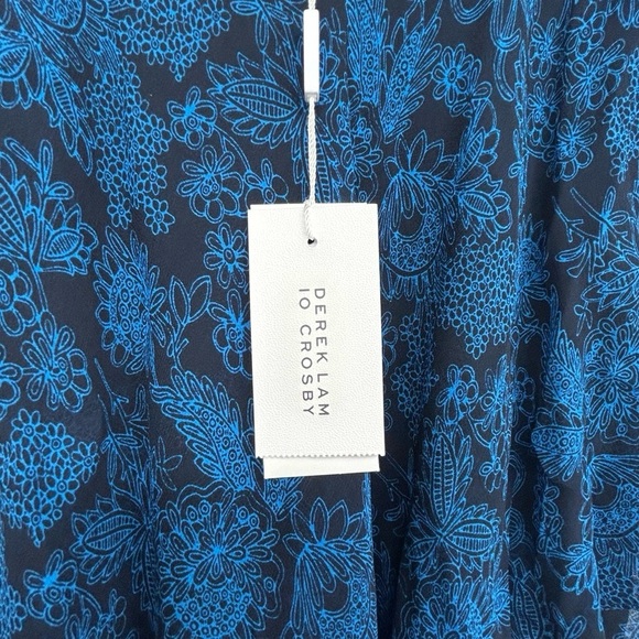 Derek Lam 10 Crosby Blue Floral Silk Asymmetrical Two-Tier Cami Dress Women’s 2 - Picture 15 of 16